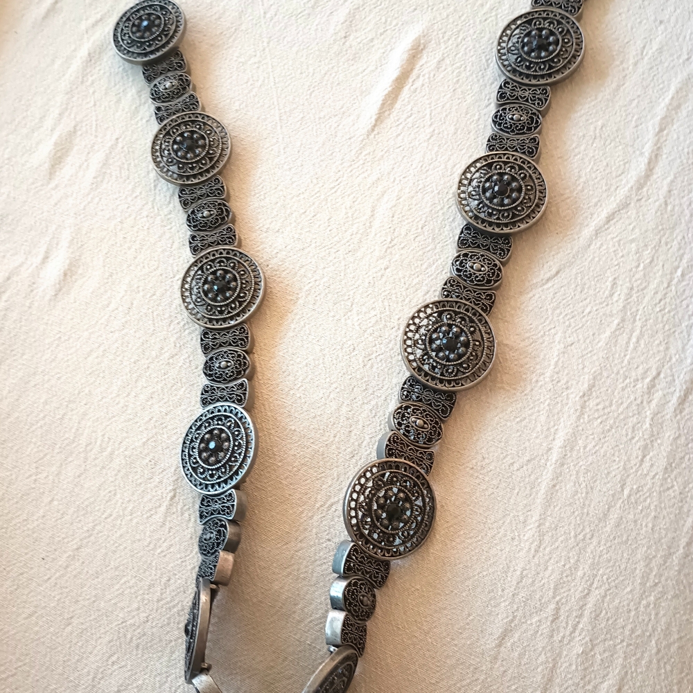 Concho Belt Women 36”Silver Medallion Western Cowgirl Country Stretch Large Boho